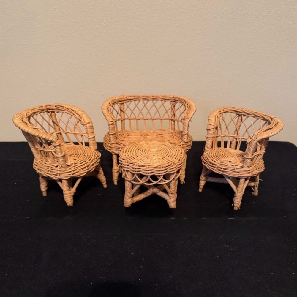Vintage 1960s Wicker Doll Furniture Set